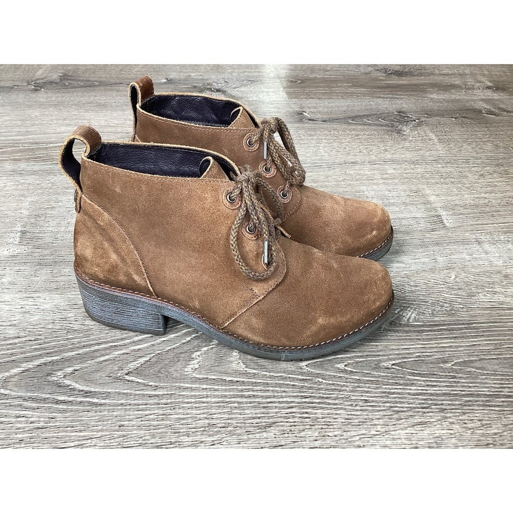 NAOT Womens 7 Love Brown Suede Lace Up Bootie Ankle Boot Size EU 38